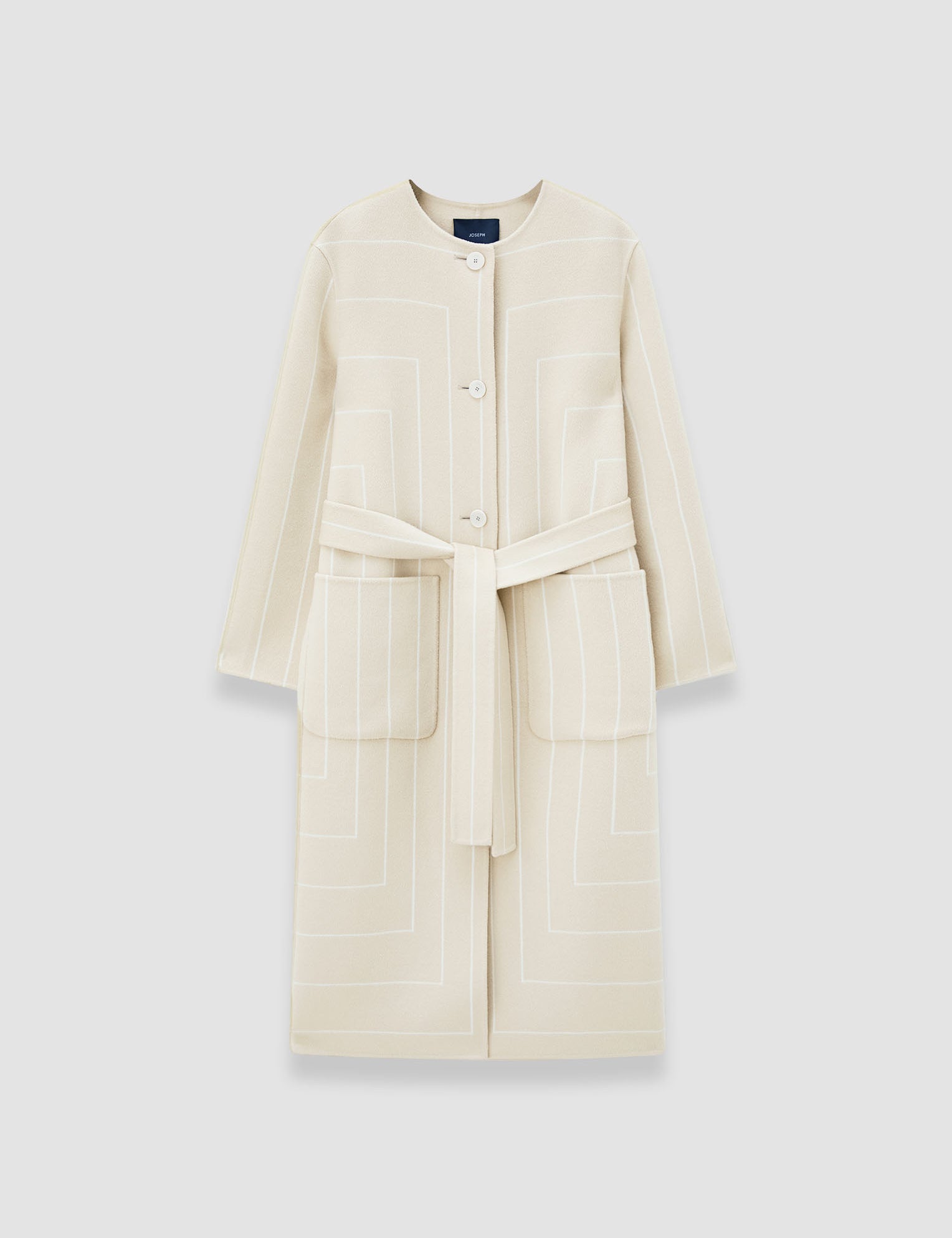 Beige Scheffer Geometric Double Face Wool Coat - Joseph