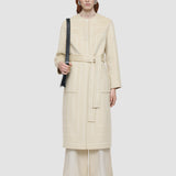 Beige Scheffer Geometric Double Face Wool Coat - Joseph