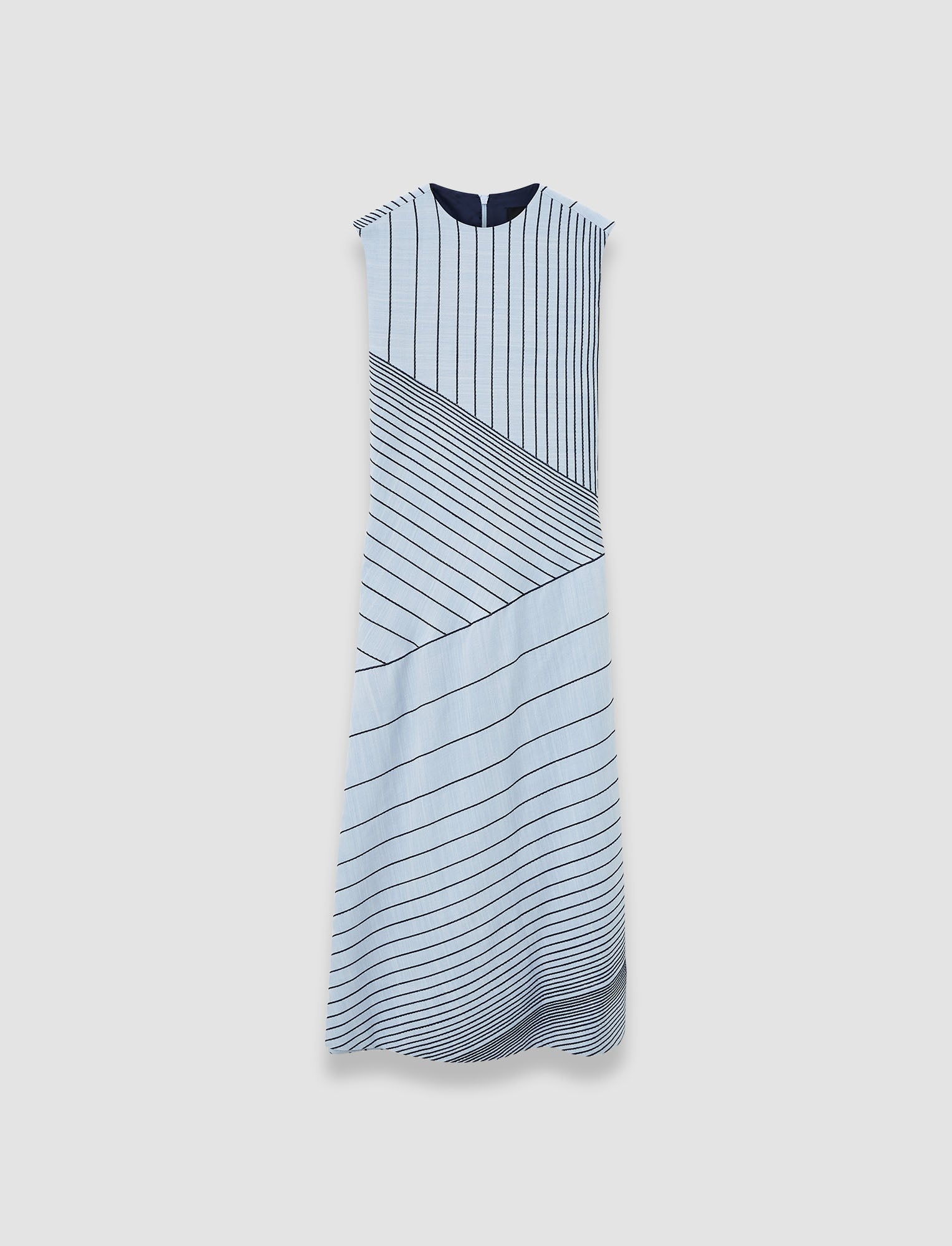 Joseph Maryse Embroidered Stripes Dress - Size 44 - Blue - Viscose Joseph Maryse Embroidered Stripes Dress - Size 44 - Blue - Viscose