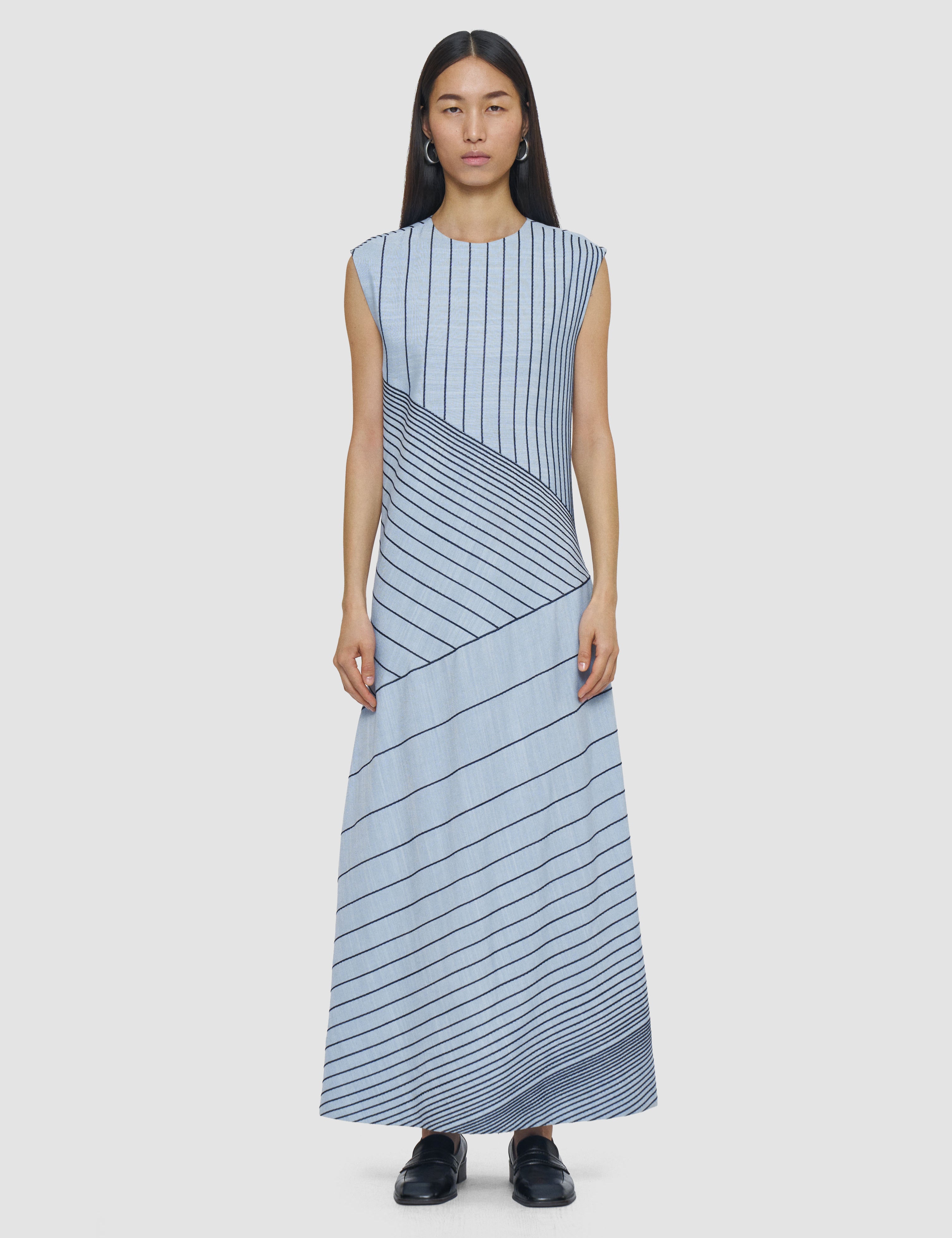 Blue Maryse Embroidered Stripes Dress - Joseph