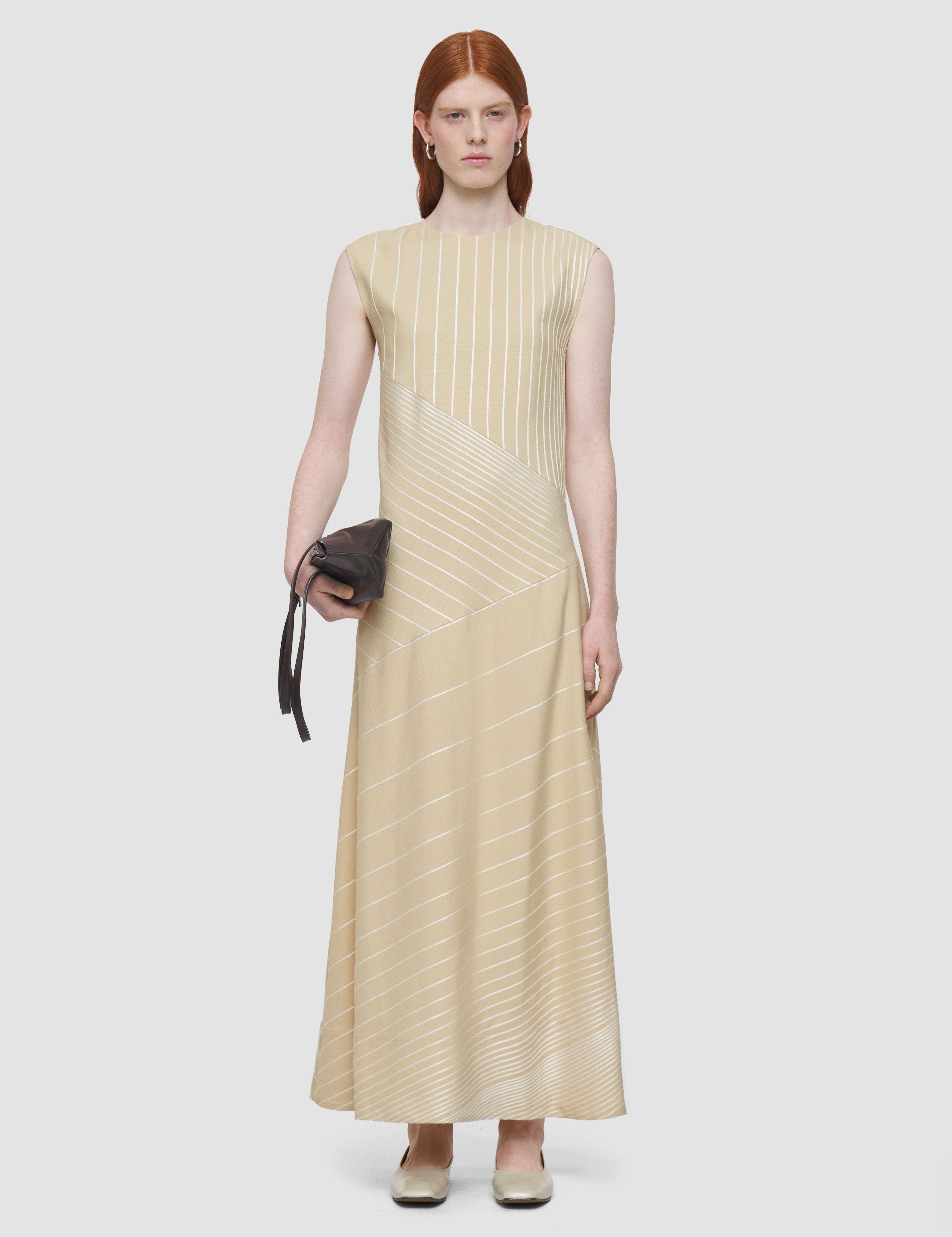 Beige Maryse Embroidered Stripes Dress - Joseph