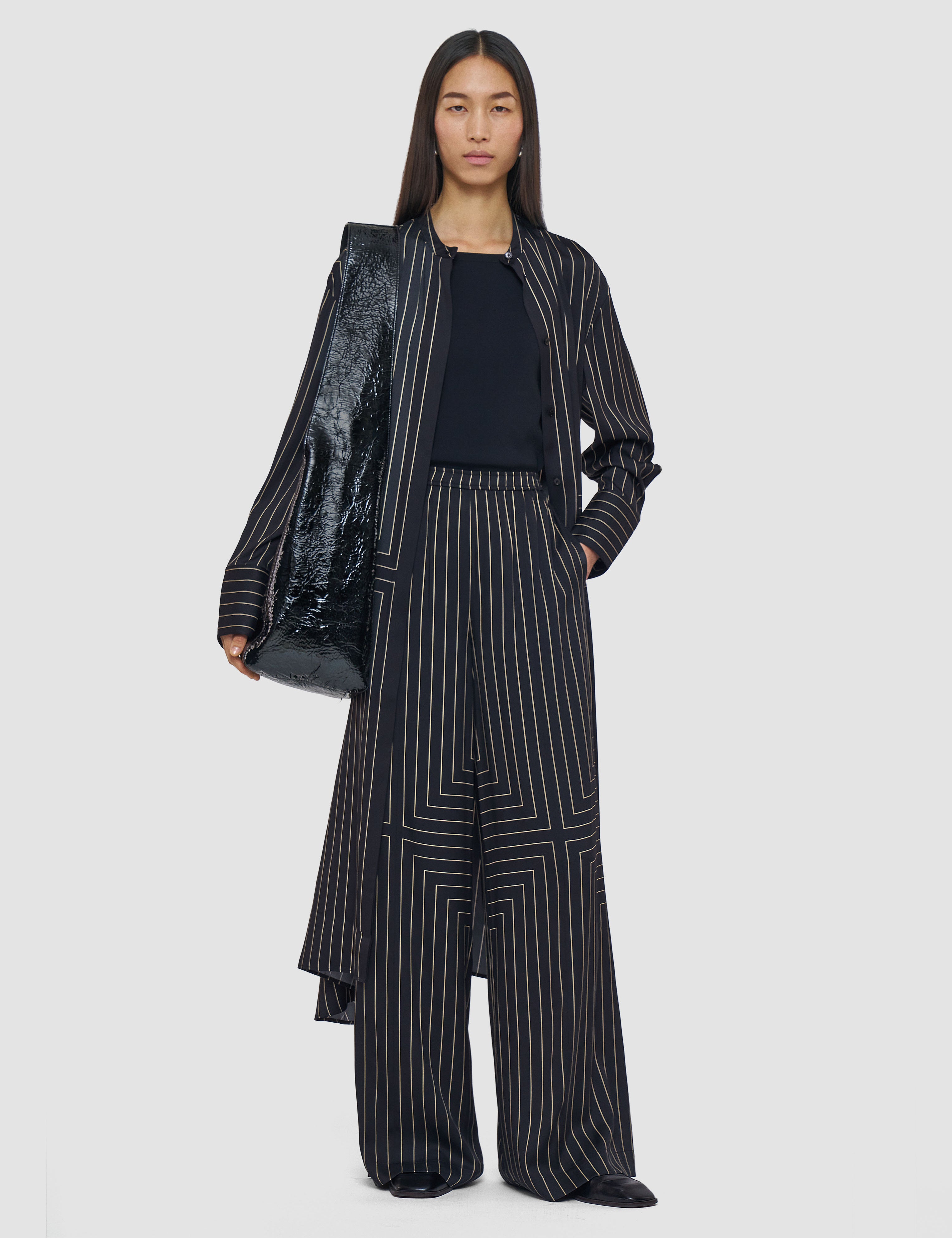 Black Hulin Geometric Print Silk Trousers - Joseph