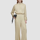 Beige Hulin Geometric Print Silk Trousers - Joseph