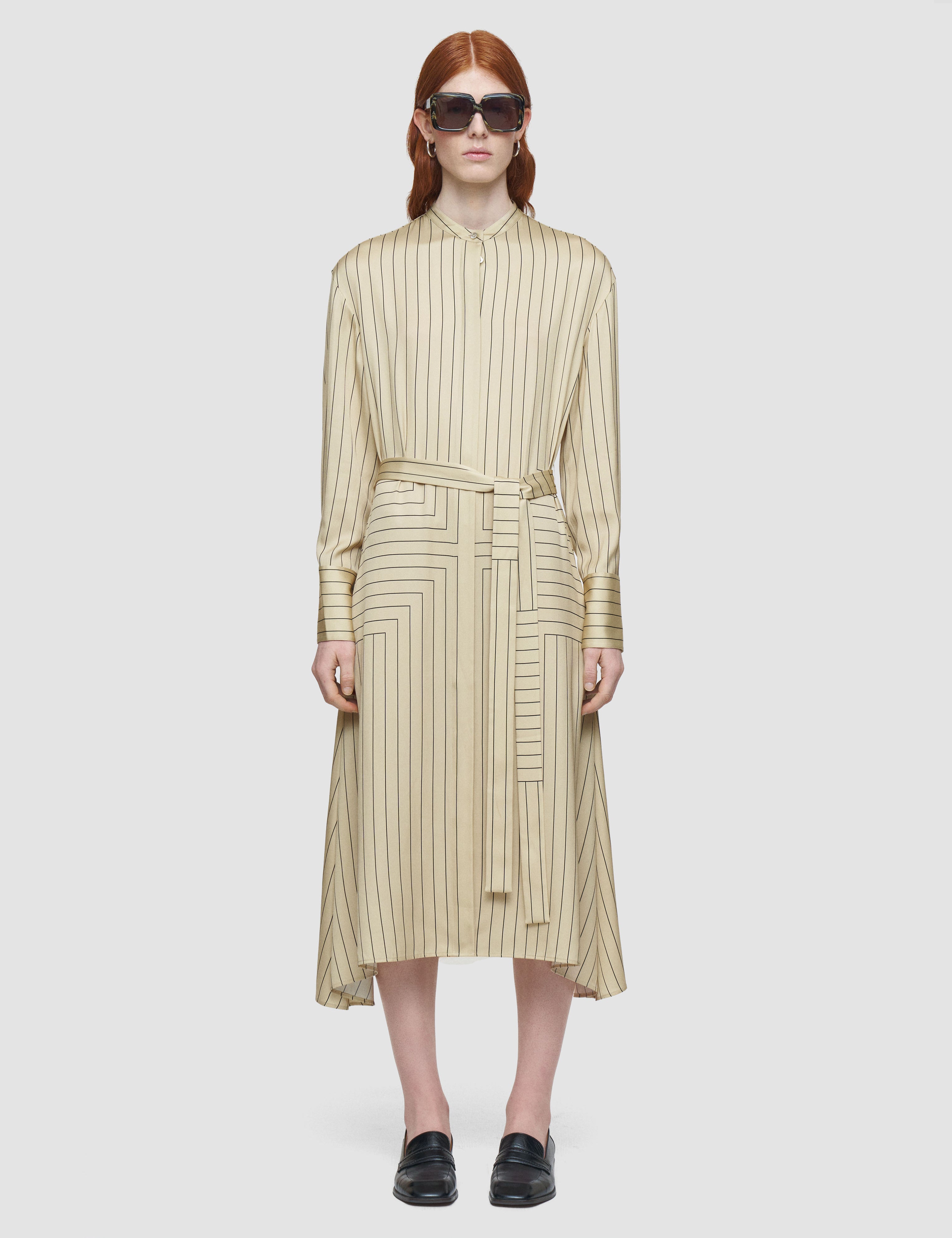 Beige Orlana Geometric Print Silk Dress - Joseph