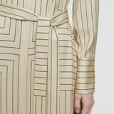 Beige Orlana Geometric Print Silk Dress - Joseph