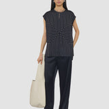 Black Louison Geometric Print Silk Top - Joseph
