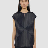 Black Louison Geometric Print Silk Top - Joseph