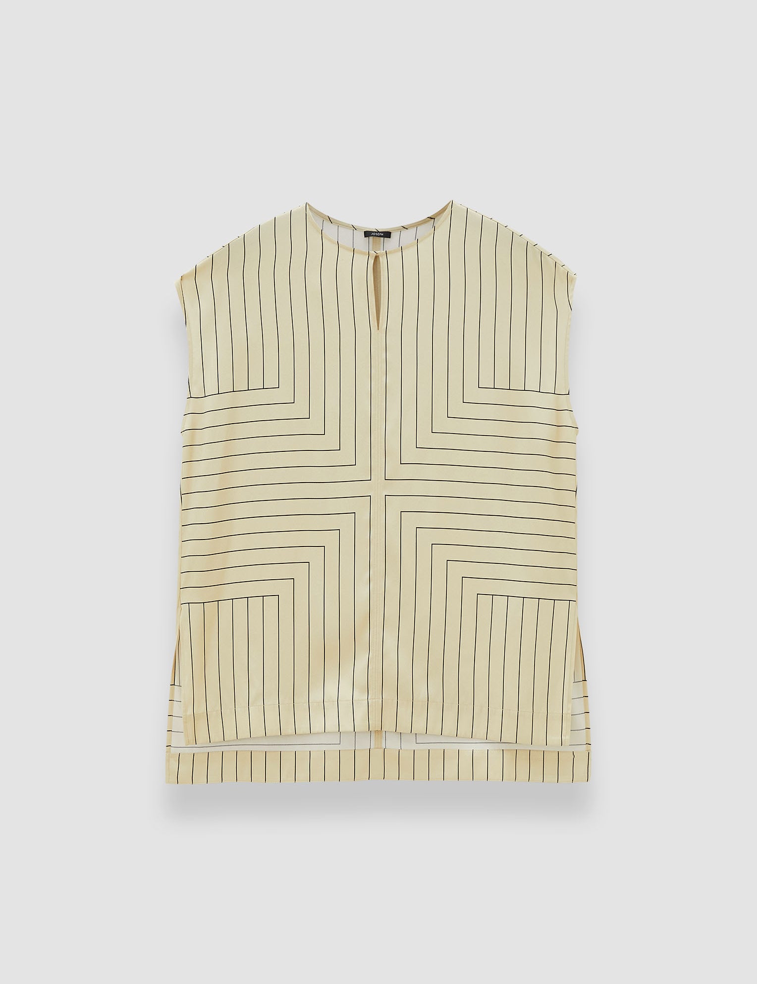 Beige Louison Geometric Print Silk Top - Joseph