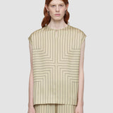 Beige Louison Geometric Print Silk Top - Joseph