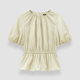 Beige Merlin Cotton Sateen Blouse - Joseph