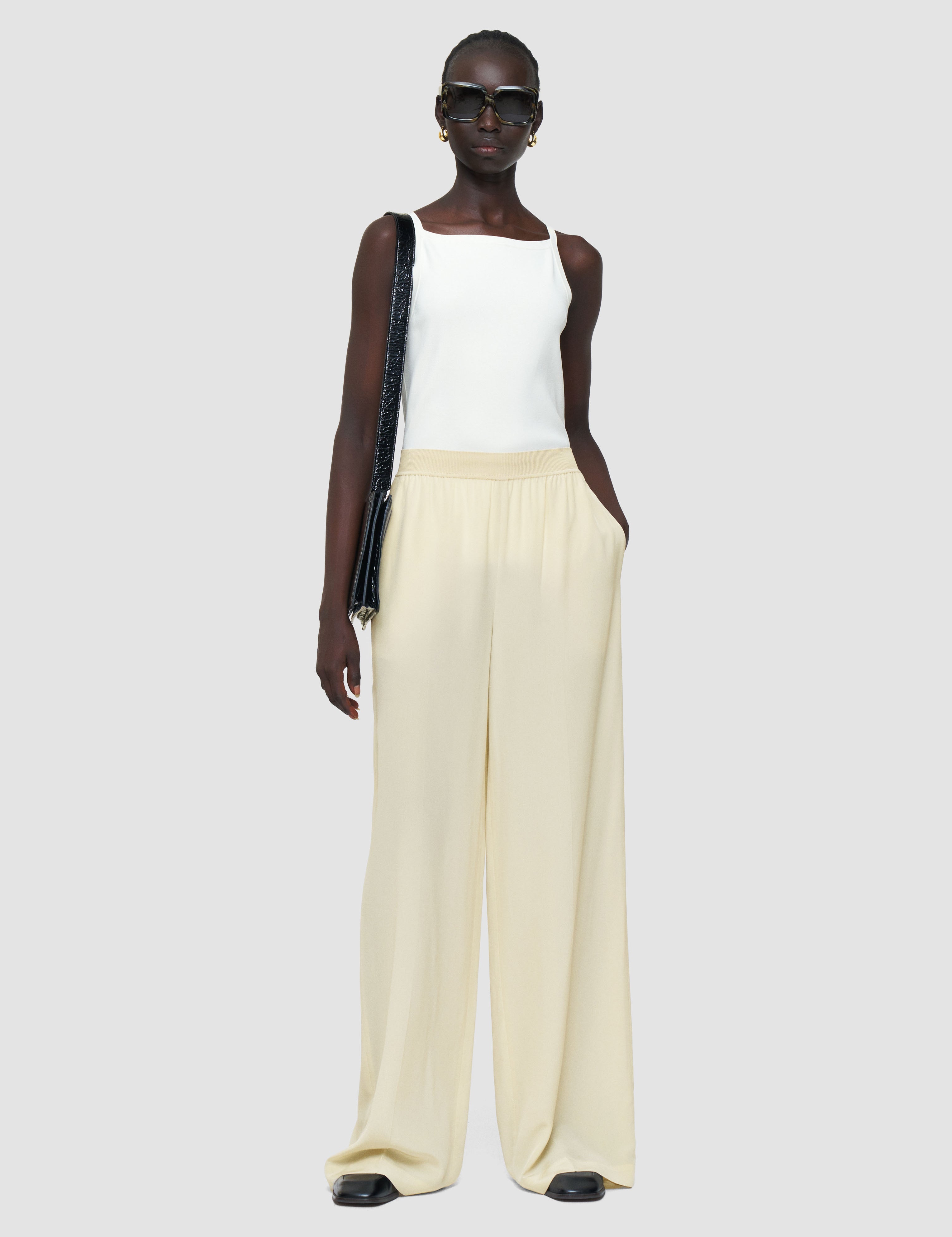 Beige Hulin Crepe de Soie Silk Trousers - Joseph