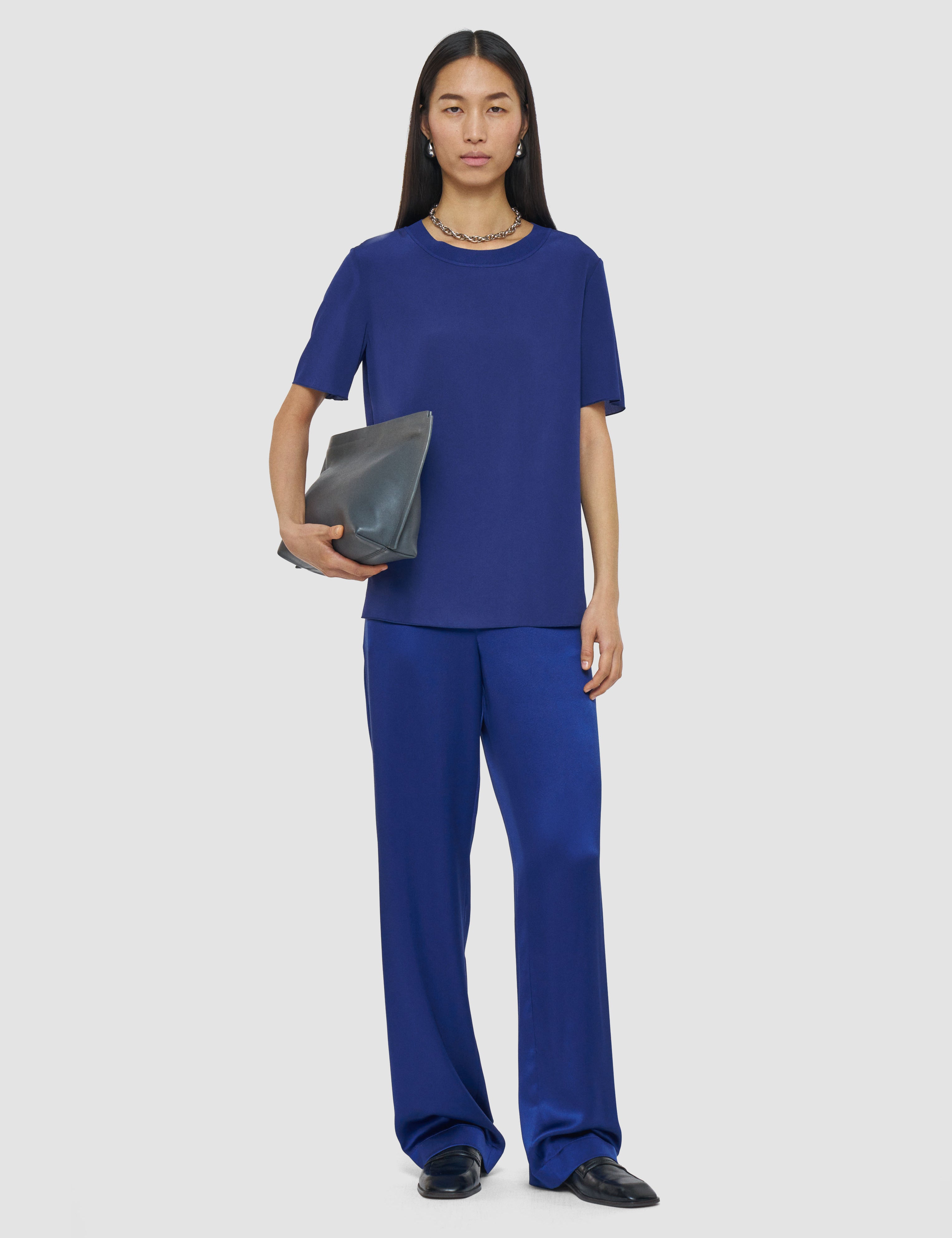 Blue Rubin Crepe de Soie Silk Blouse - Joseph