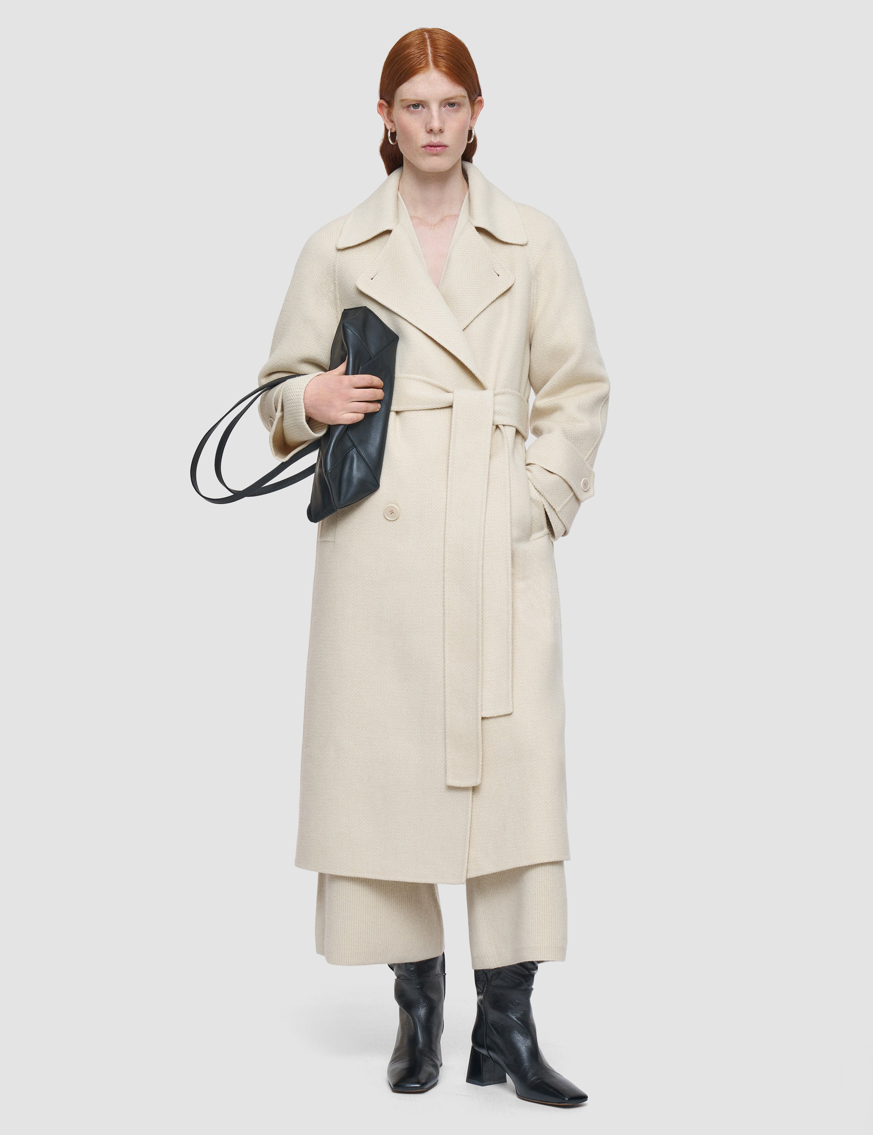 Ivory Navarre Linear Double Face Wool Coat - Joseph