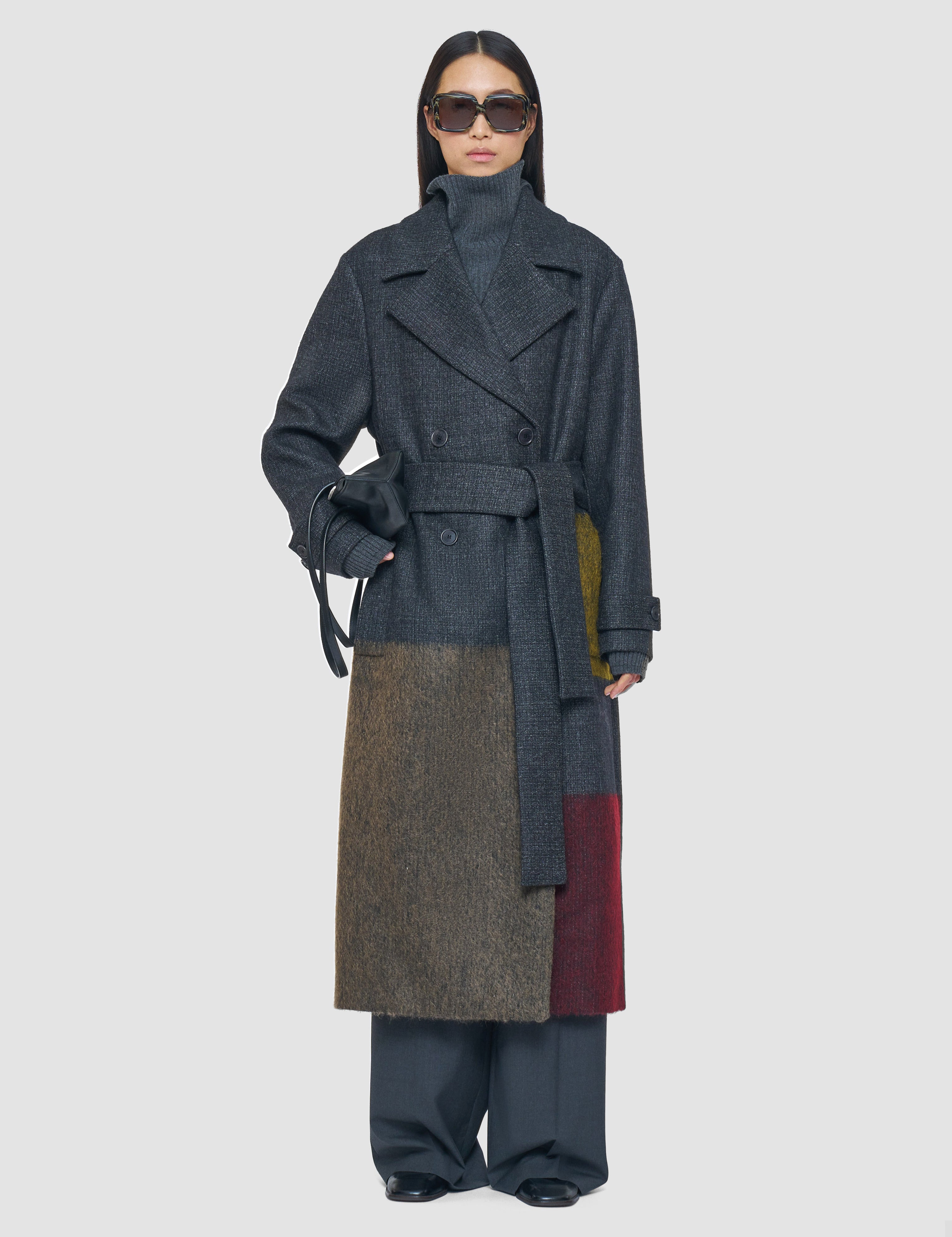 Grey Merton Overlay Wool Coat - Joseph
