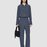 Grey Sahel Crepe de Chine Silk Trousers - Joseph
