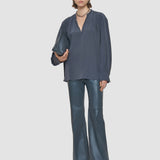 Grey Blondel Crepe de Chine Silk Blouse - Joseph
