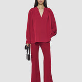 Red Blondel Crepe de Chine Silk Blouse - Joseph