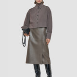 Brown Anais Wool Voile Blouse - Joseph