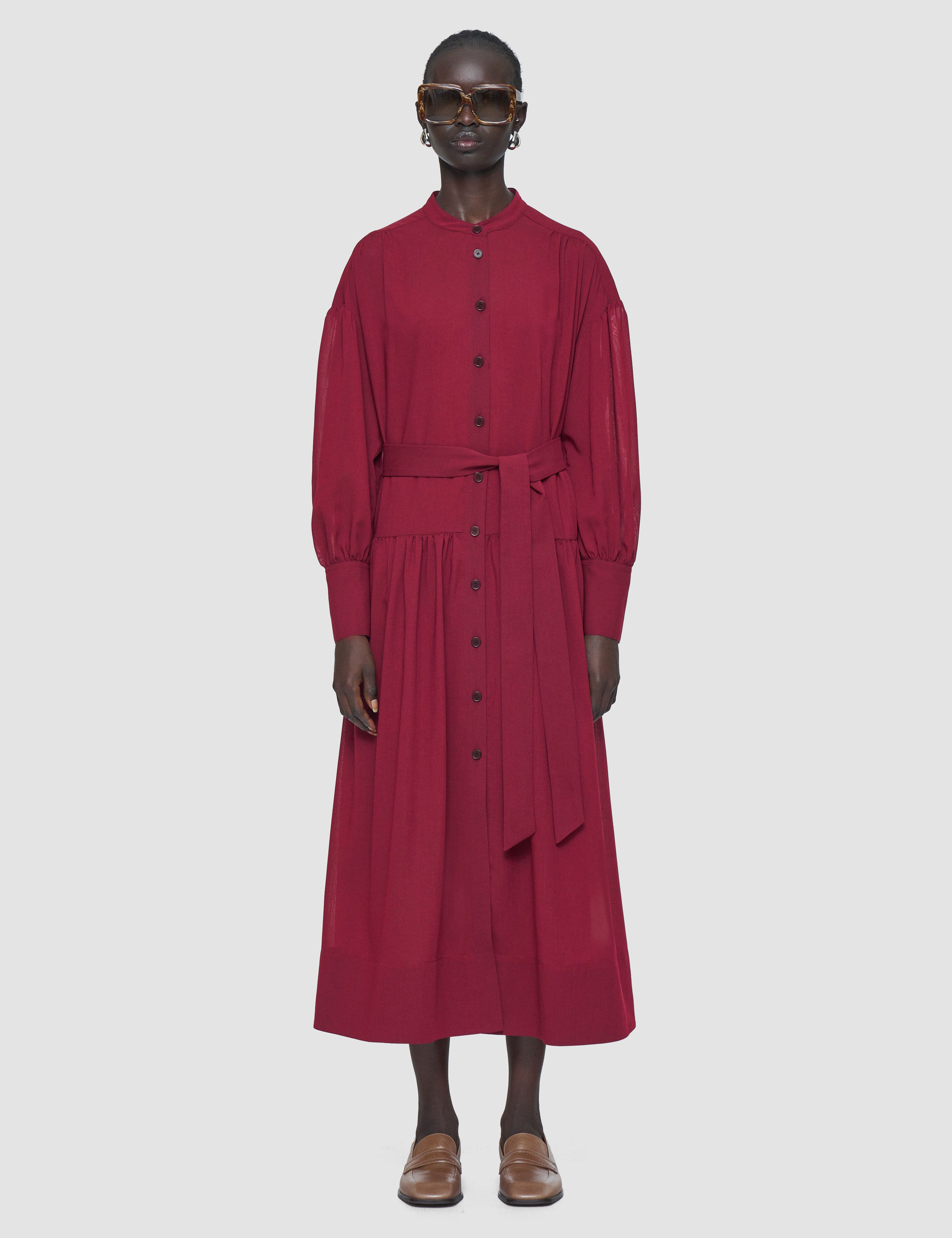 Red Emma Wool Voile Dress - Joseph