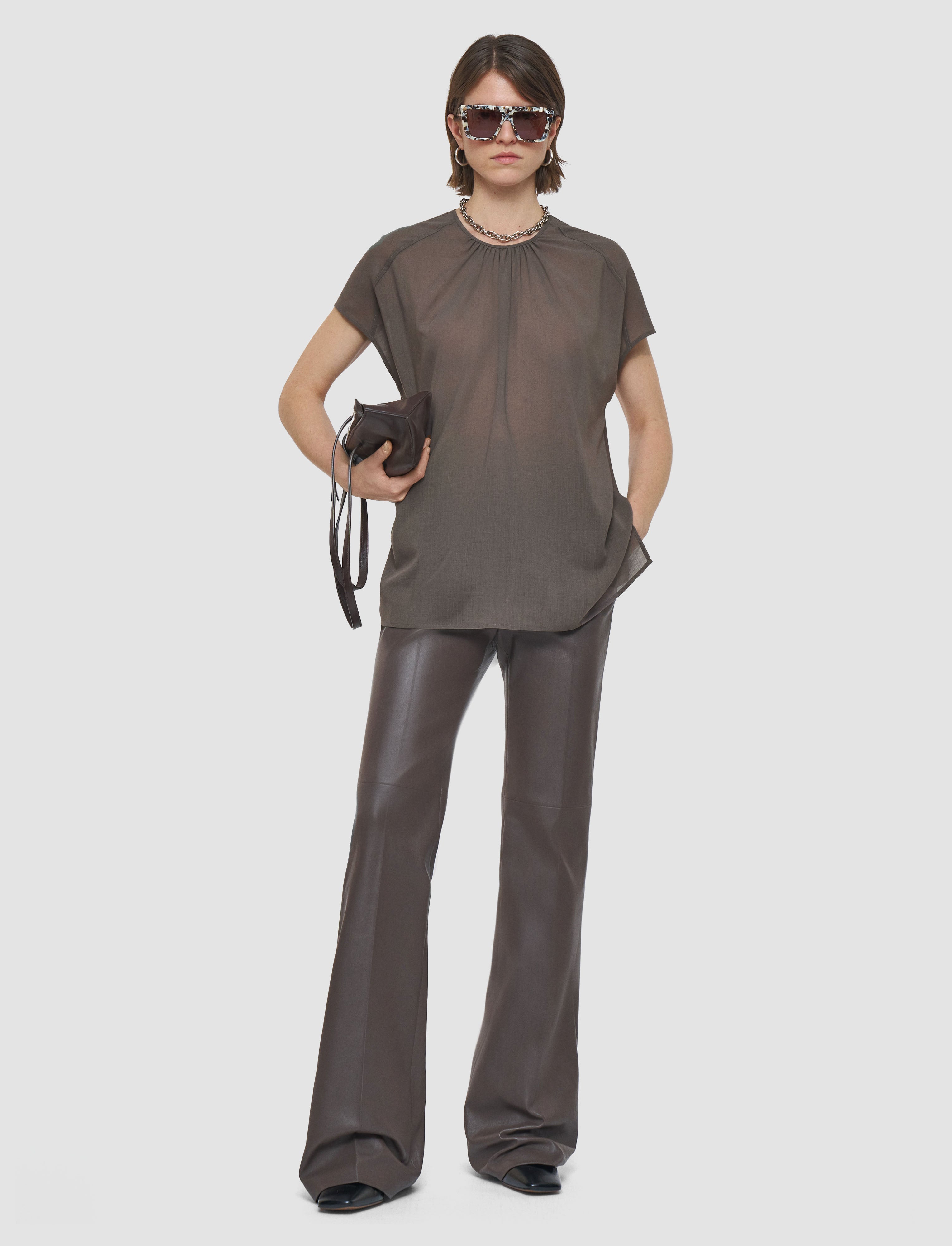 brown-broca-wool-voile-blouse-JOSEPH