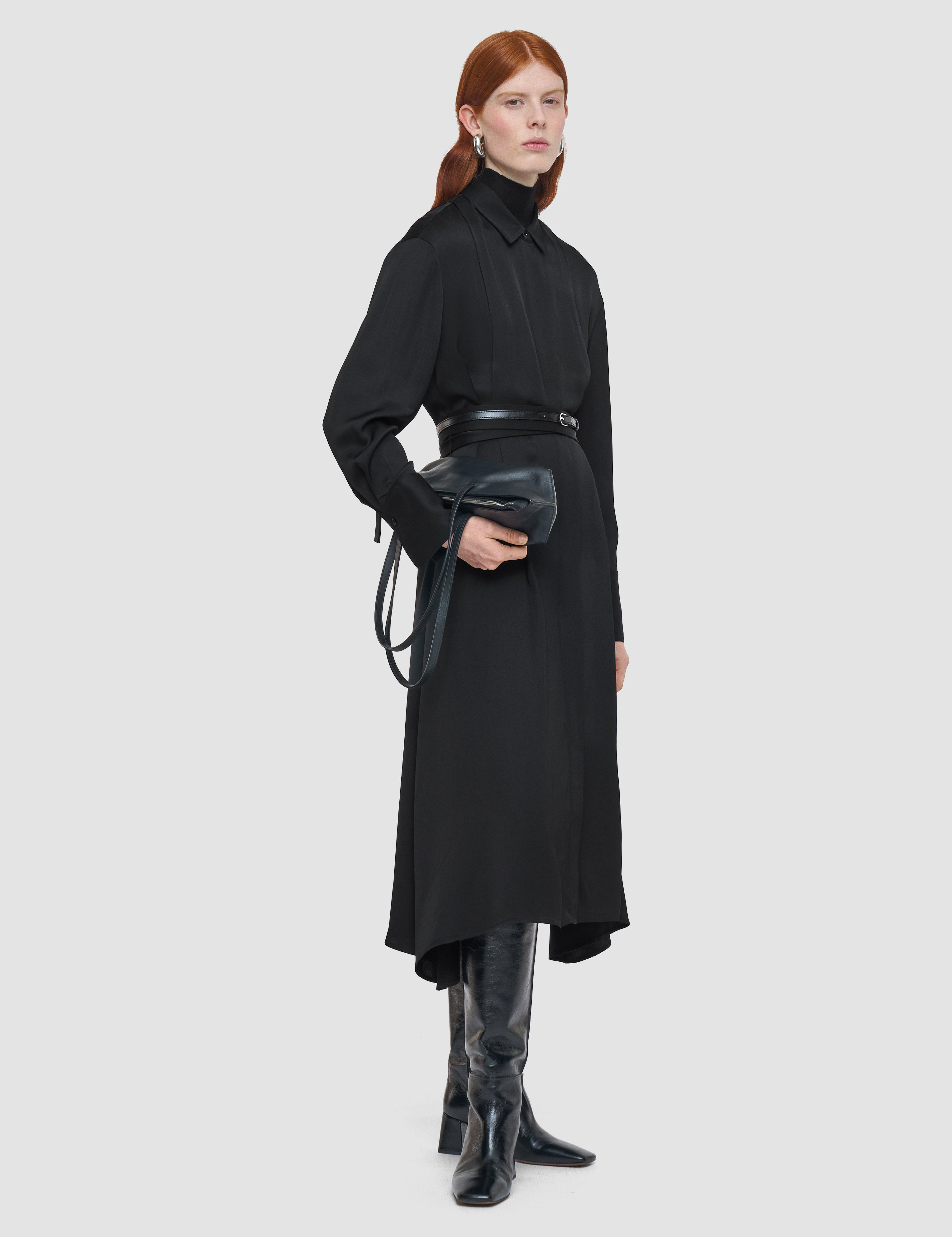 Black Orlan Light Crepe Dress - Joseph