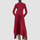 Red Ade Knit Weave Plissé Skirt - Joseph