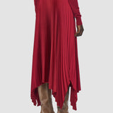 Red Ade Knit Weave Plissé Skirt - Joseph