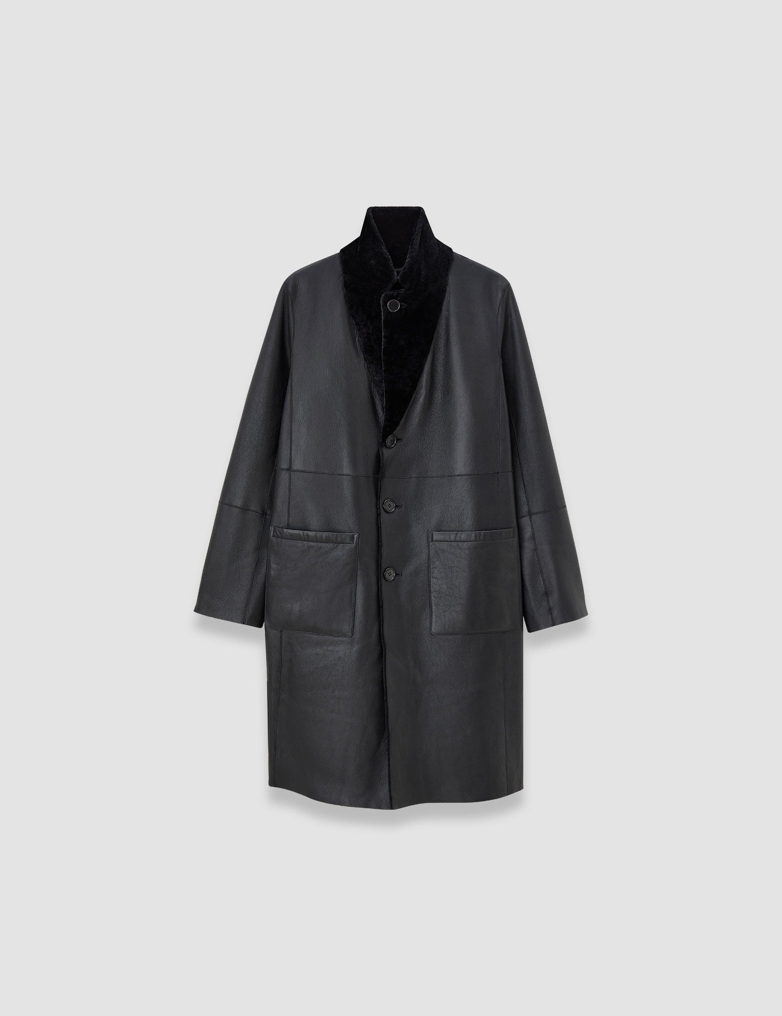 Black Britanny Reversible Soft Shearling Coat - Joseph