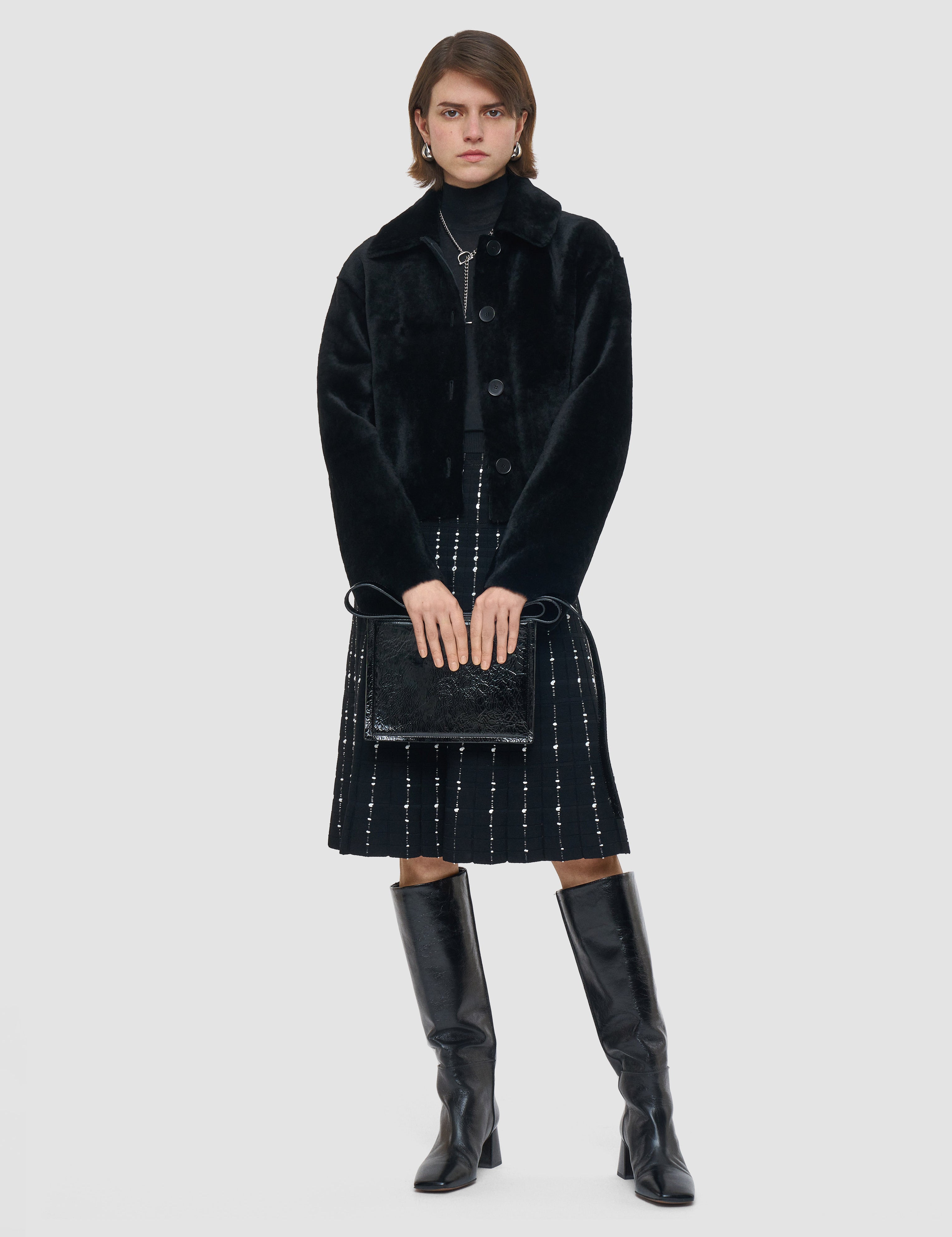 Black Alloway Reversible Soft Shearling Jacket - Joseph