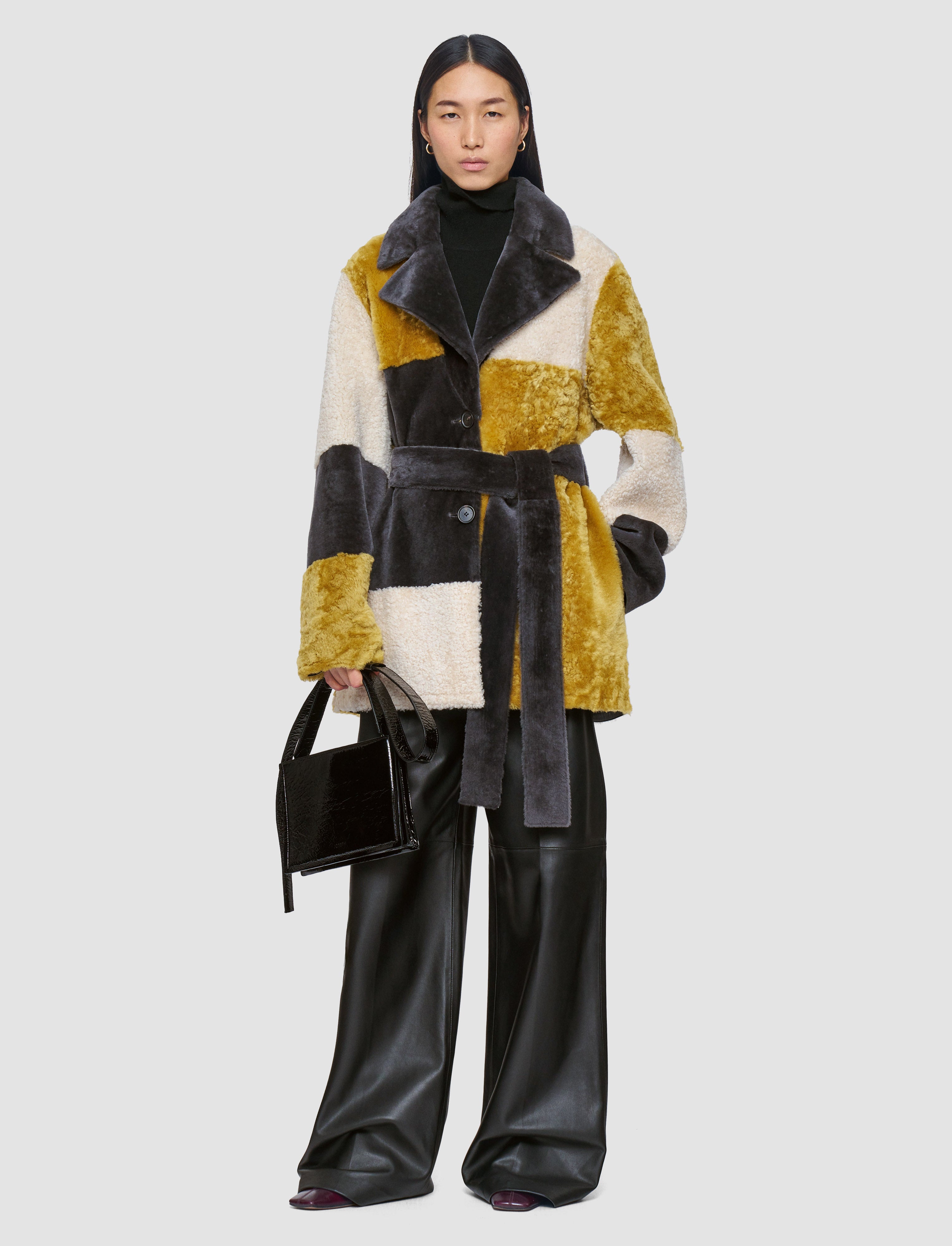 グレー-martel-overlay-shearling-コート-JOSEPH