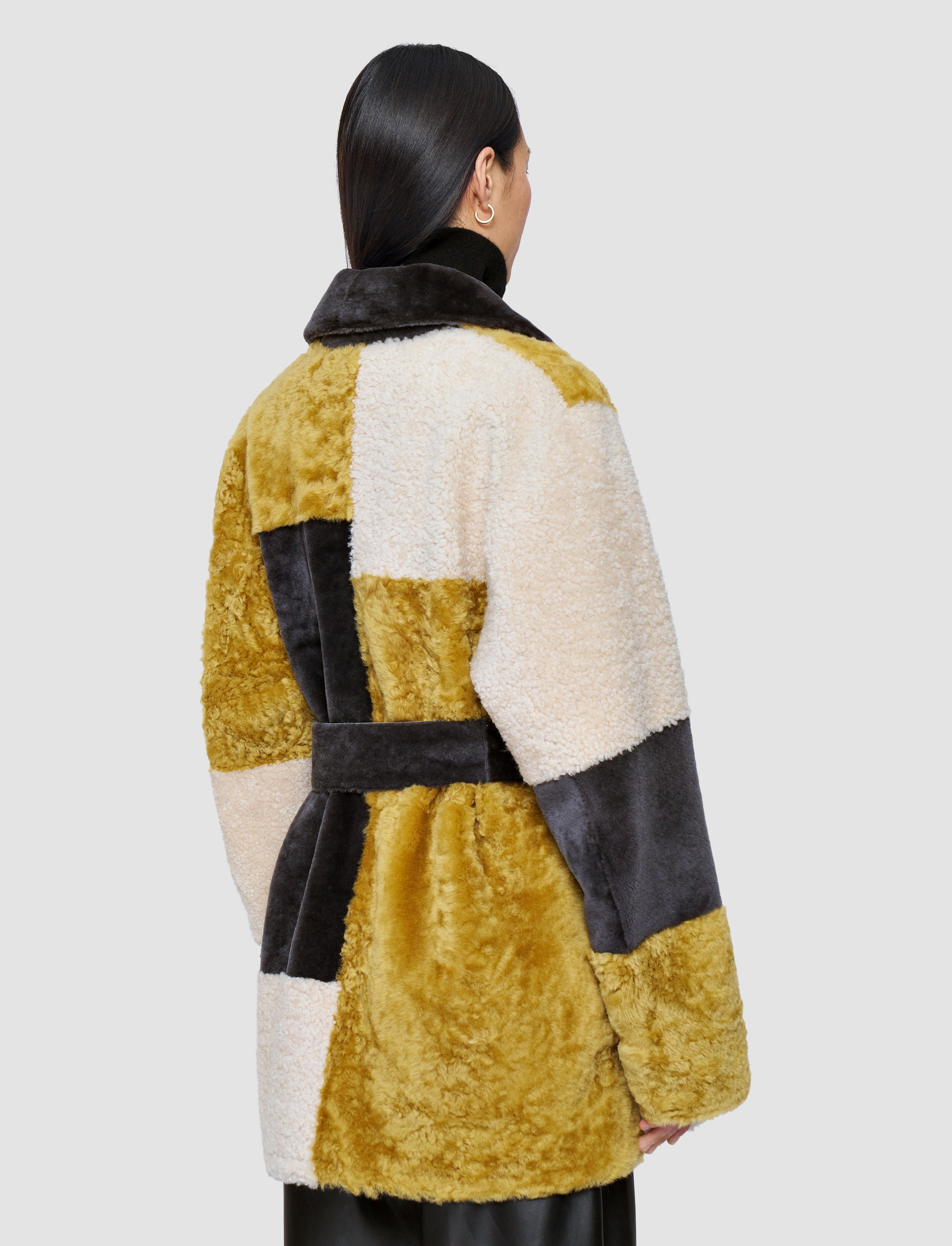 グレー-martel-overlay-shearling-コート-JOSEPH