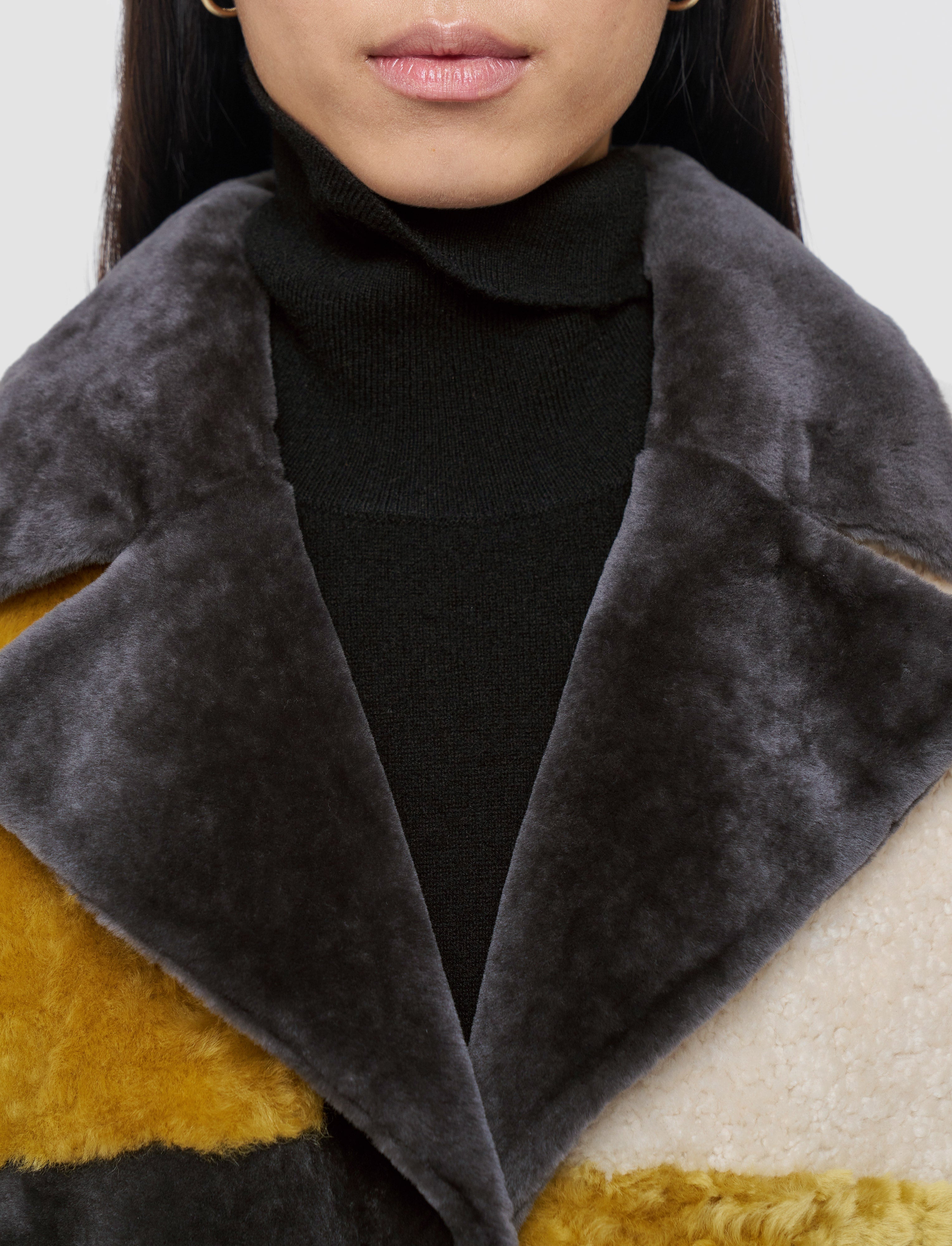 グレー-martel-overlay-shearling-コート-JOSEPH