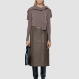Brown Sèvres Nappa Leather Skirt - Joseph