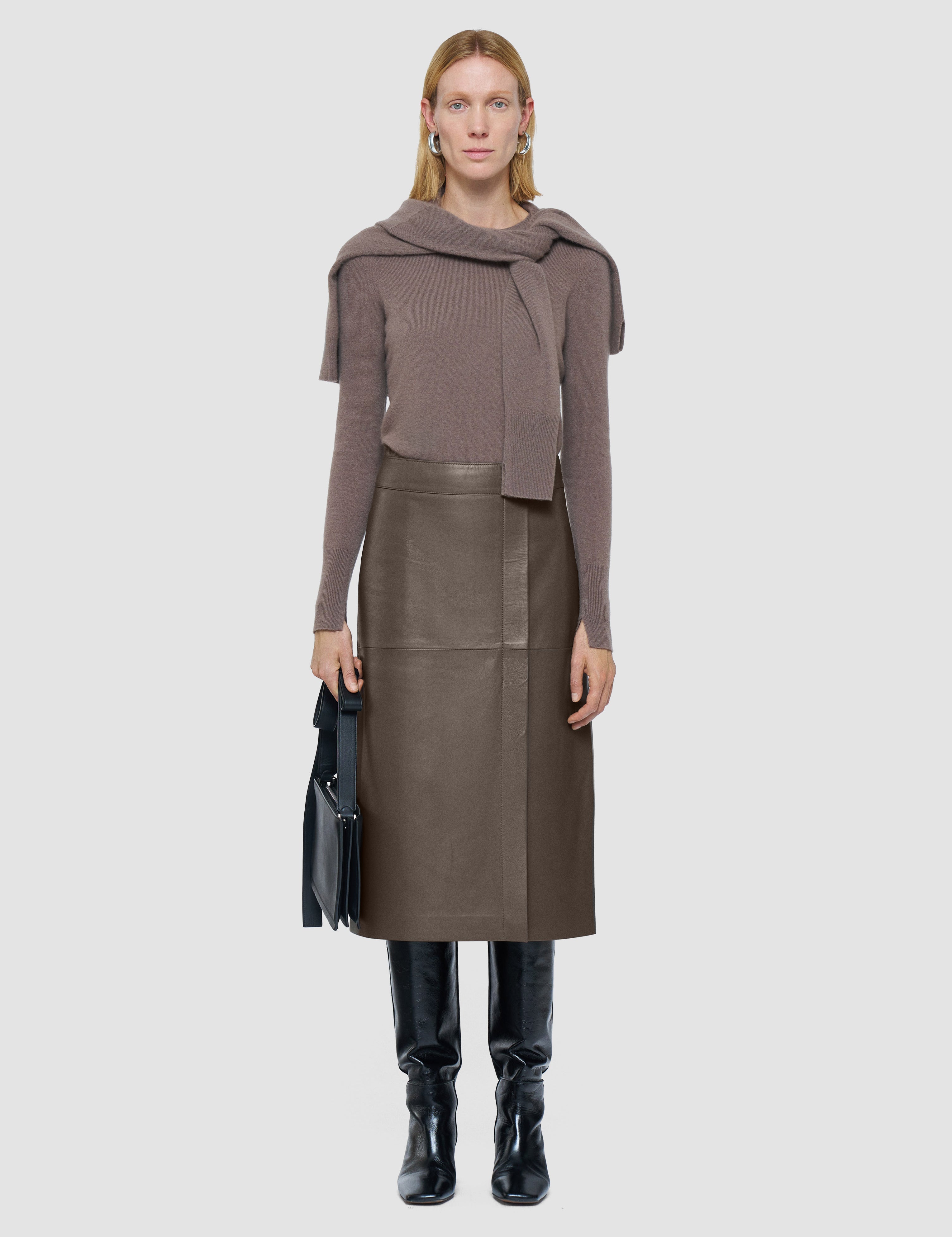 Brown Sèvres Nappa Leather Skirt - Joseph