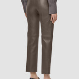 Brown Coleman Leather Stretch Trousers - Joseph
