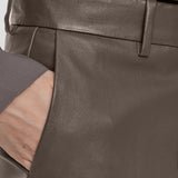 Brown Coleman Leather Stretch Trousers - Joseph