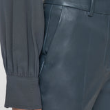 Grey Tafira Leather Stretch Trousers - Joseph