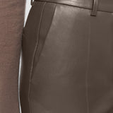 Brown Tafira Leather Stretch Trousers - Joseph