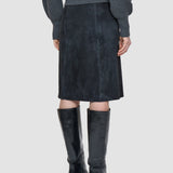 Grey Nicole Suede Stretch Skirt - Joseph