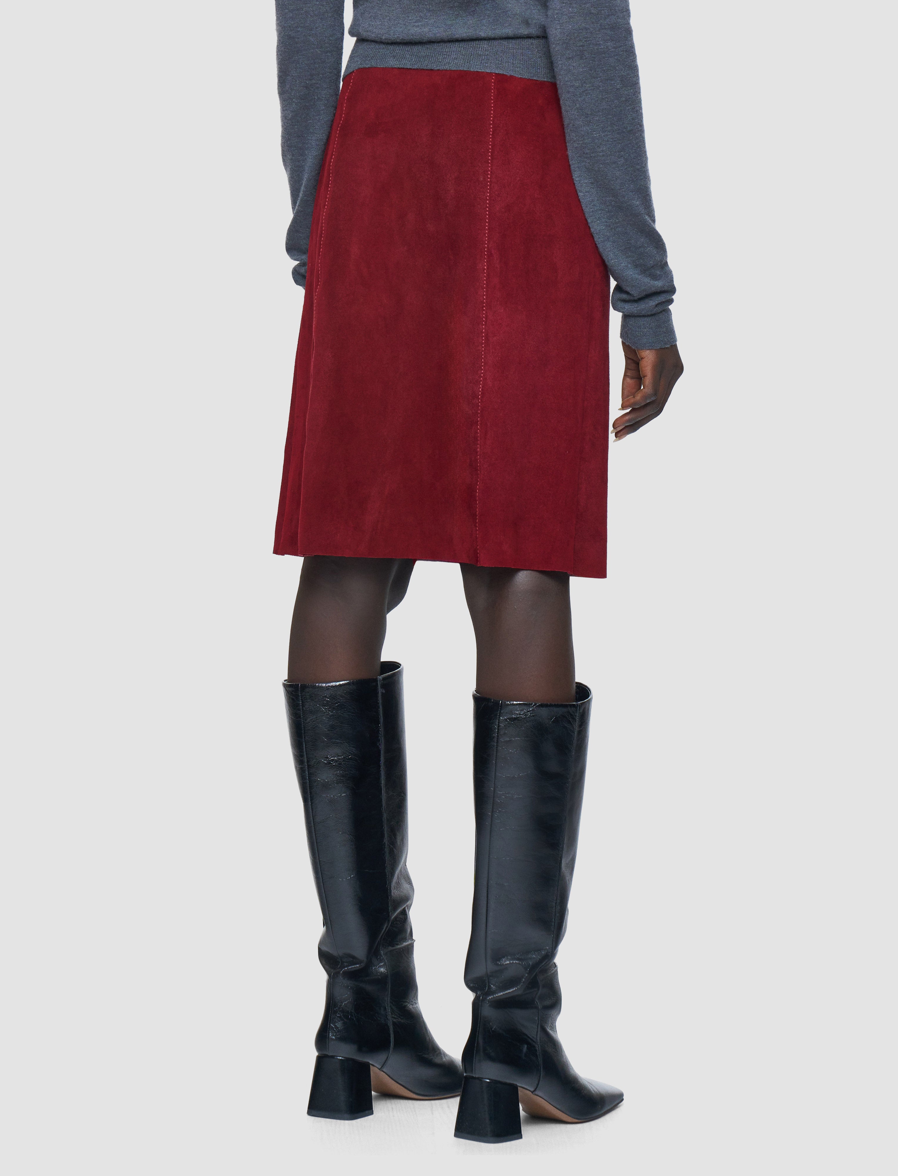 red-nicole-suede-stretch-skirt-JOSEPH
