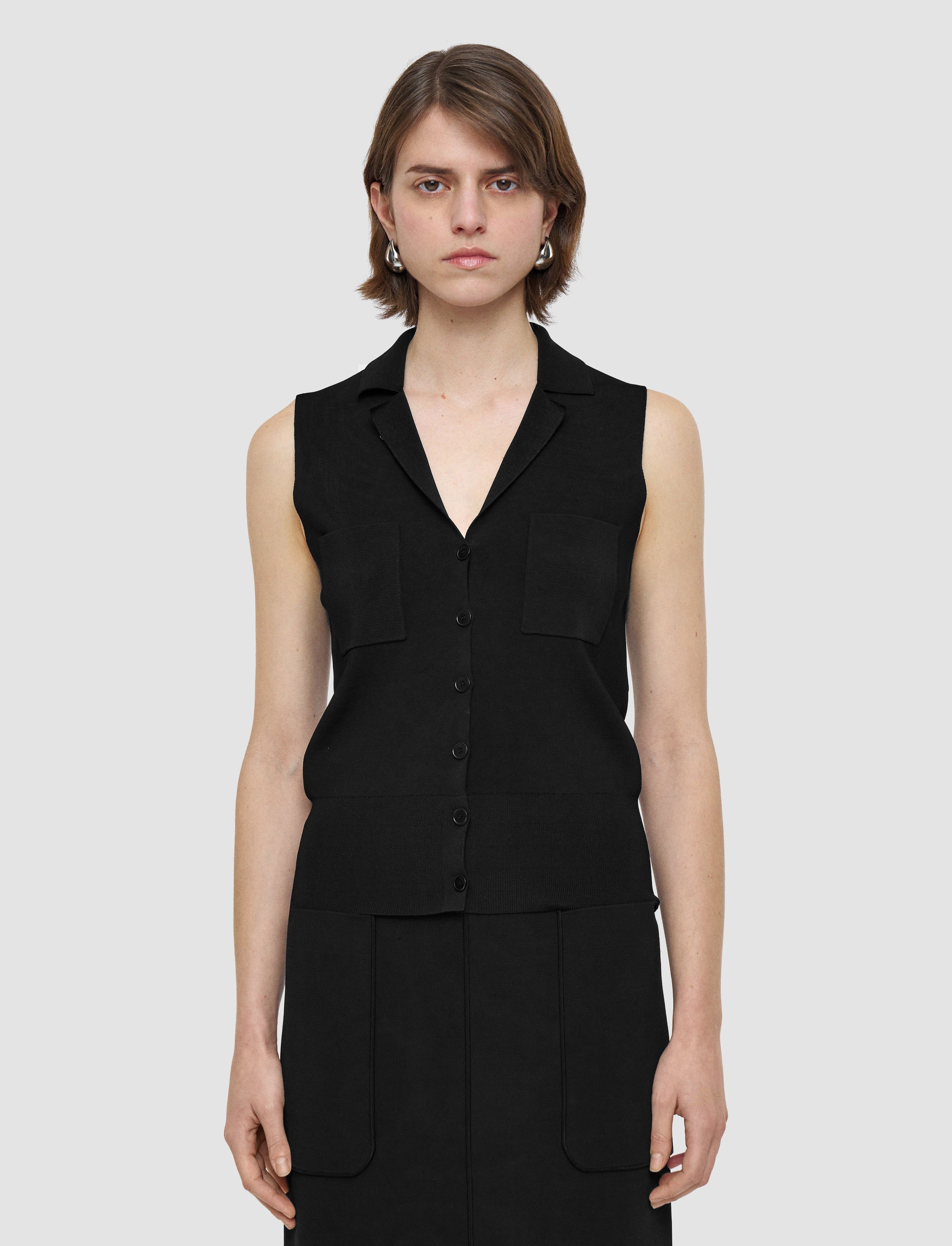 black-milano-knit-stretch-vest-JOSEPH