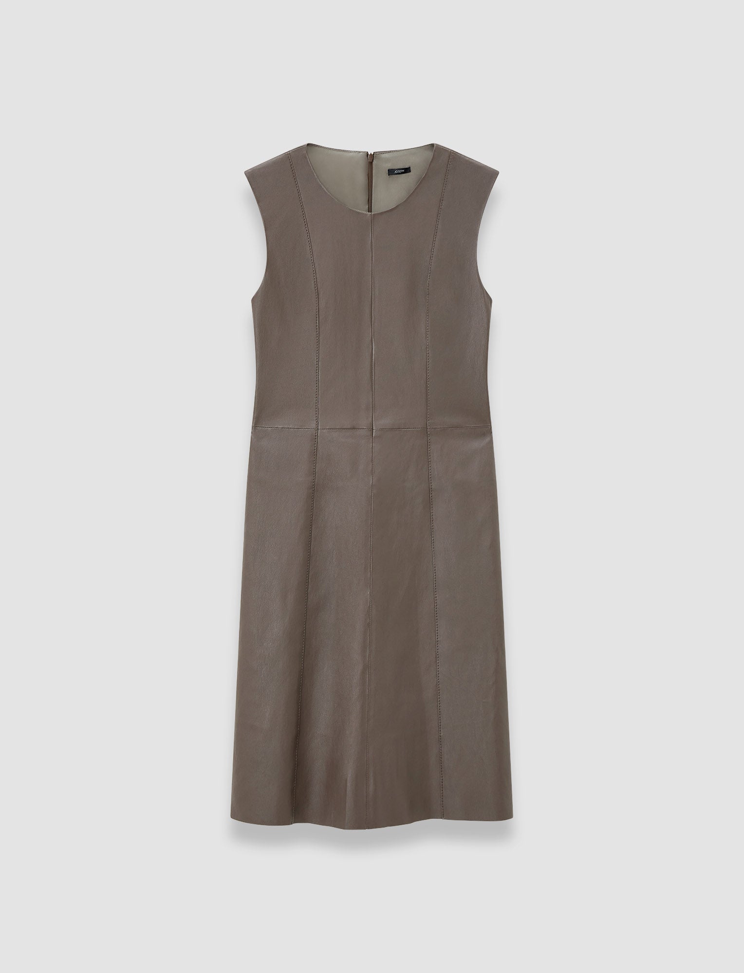 marron-robe-heidi-en-cuir-stretch-JOSEPH