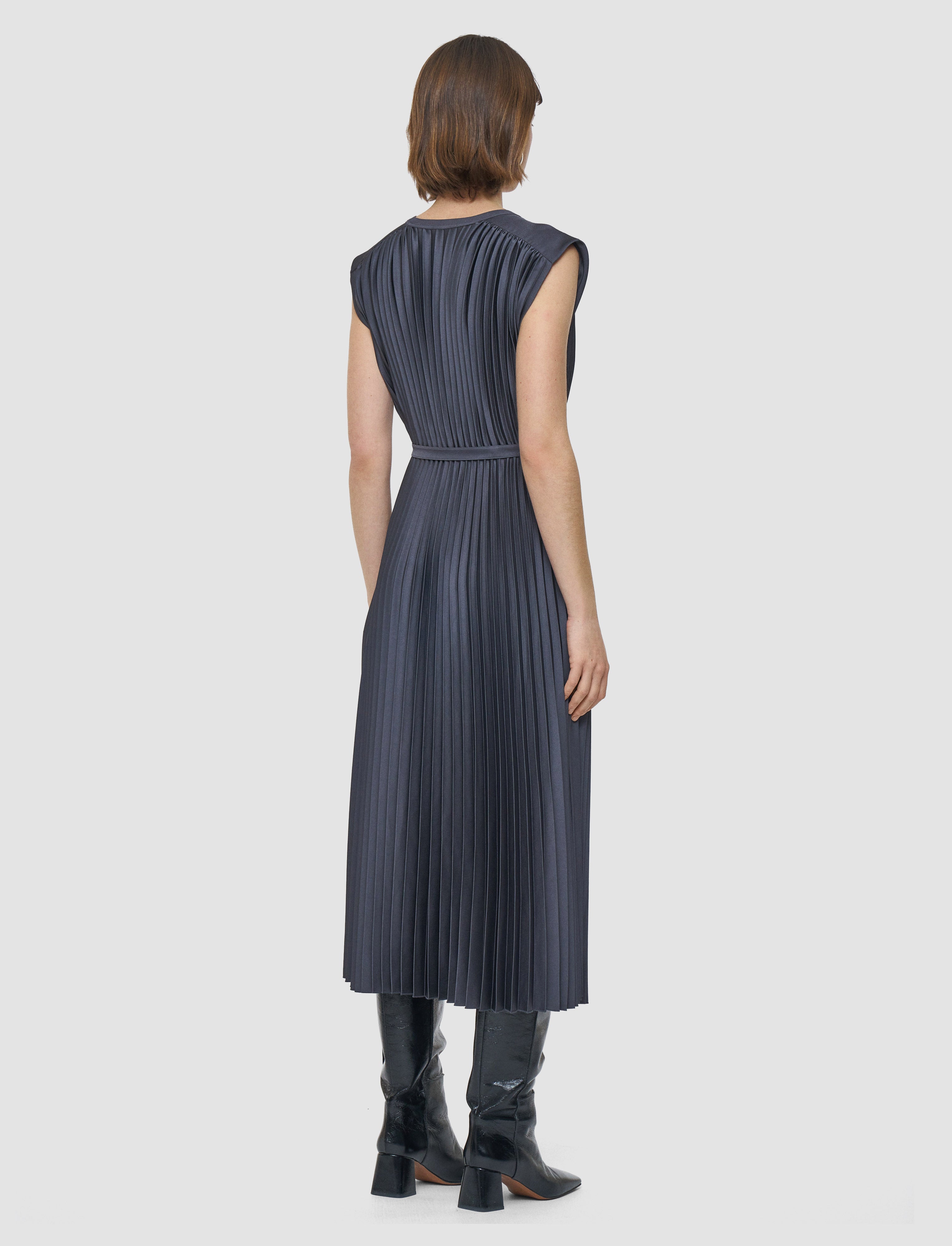 グレー-volta-knit-weave-plisse-ドレス-JOSEPH