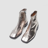 Gold Metallic Leather Ankle Boots - Joseph