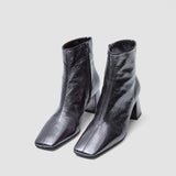 Silver Heeled Metallic Leather Ankle Boots - Joseph