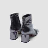 Silver Heeled Metallic Leather Ankle Boots - Joseph
