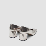 Gold Heeled Metallic Leather Shoes - Joseph