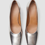 Gold Heeled Metallic Leather Shoes - Joseph