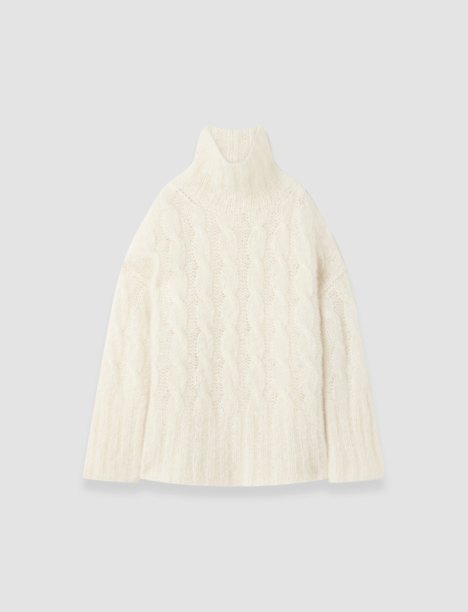 Fortin Hand Knitted Cable Mohair Jumper in White | JOSEPH GB Fortin Hand Knitted Cable Mohair Jumper in White | JOSEPH GB