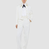 White Aix Tailored Crepe Trousers - Joseph